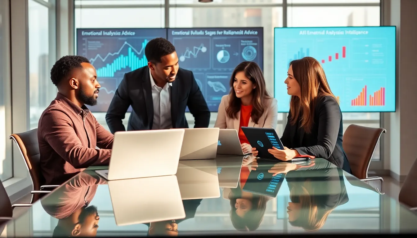 professionals discussing AI tools for relationship advice.